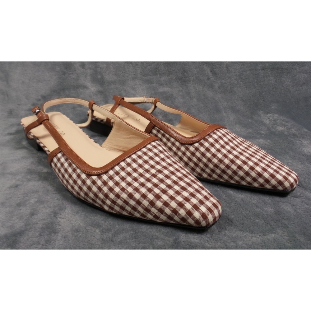 Ivy City Co Shoes Womens Size 10 Brown Classic Checkered Slingback Flats